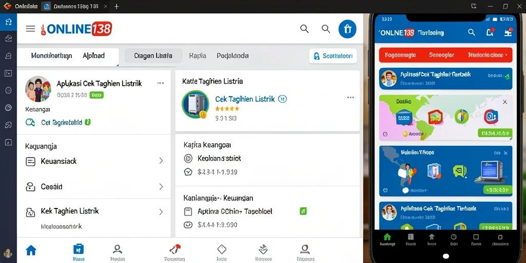 Antarmuka aplikasi ONLINE138 untuk cek tagihan listrik yang simpel dan efektif.