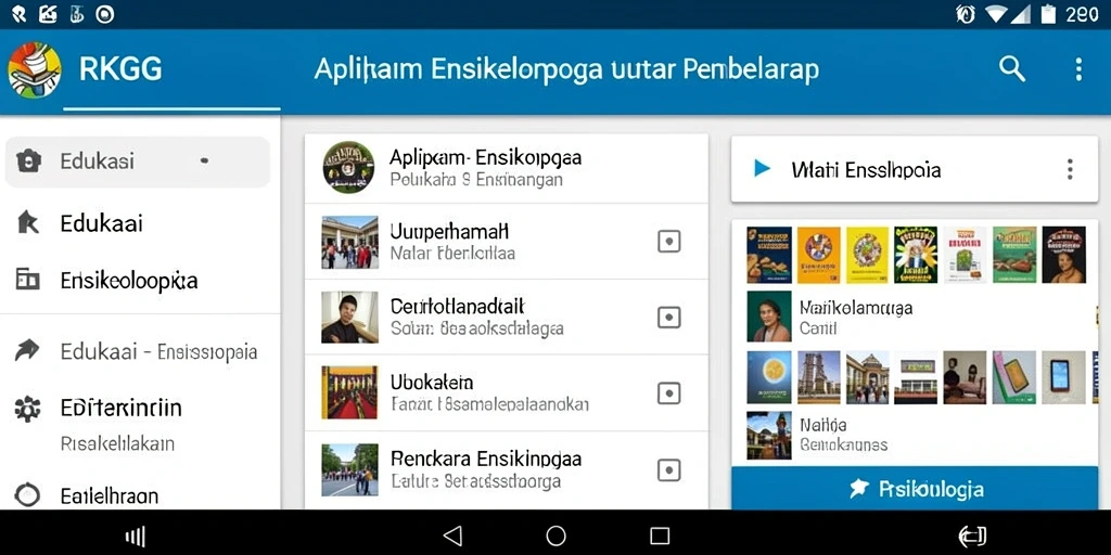Antarmuka aplikasi RKGG yang menampilkan berbagai kategori ensiklopedia.